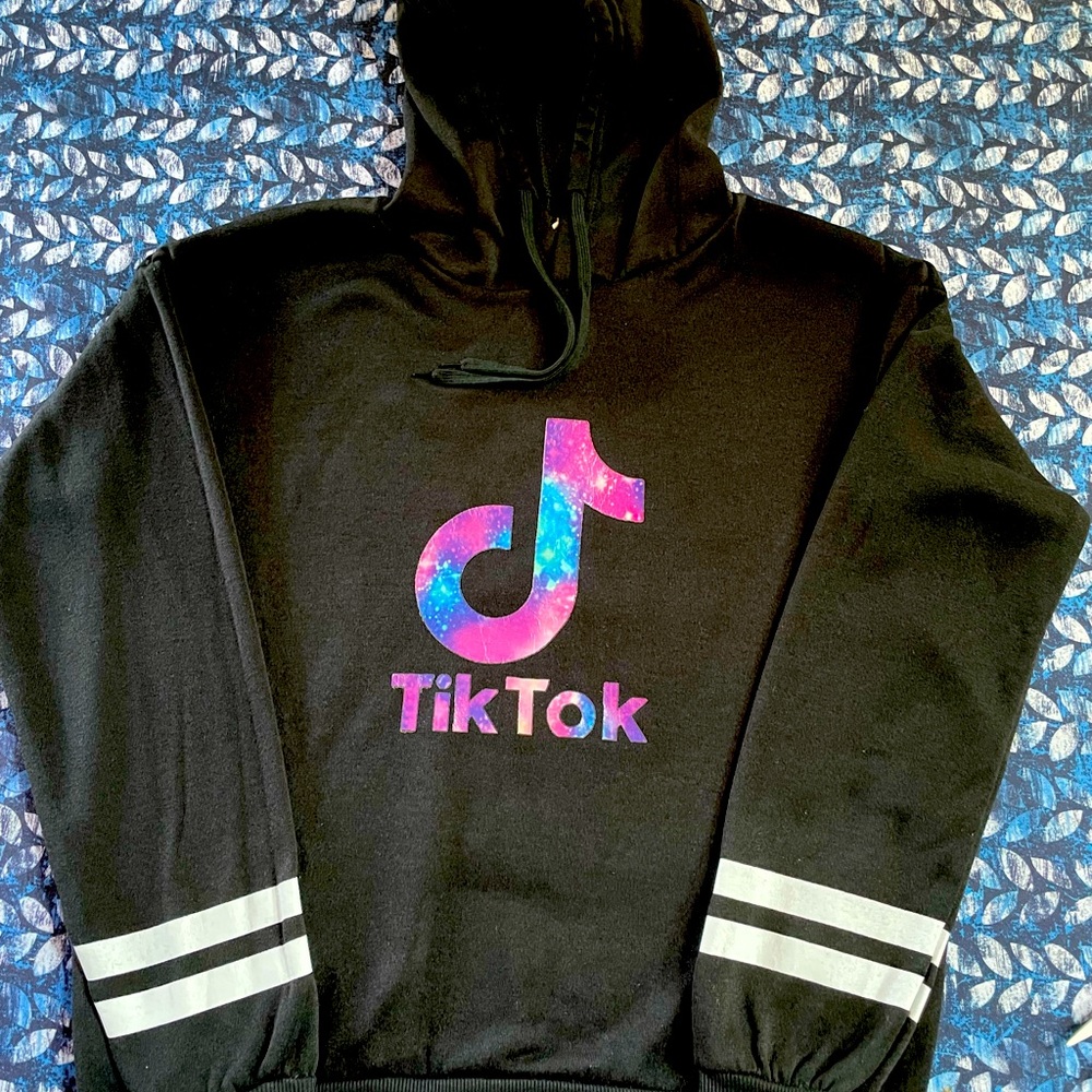 TikTok Black Hoodie, Size LG, lightweight